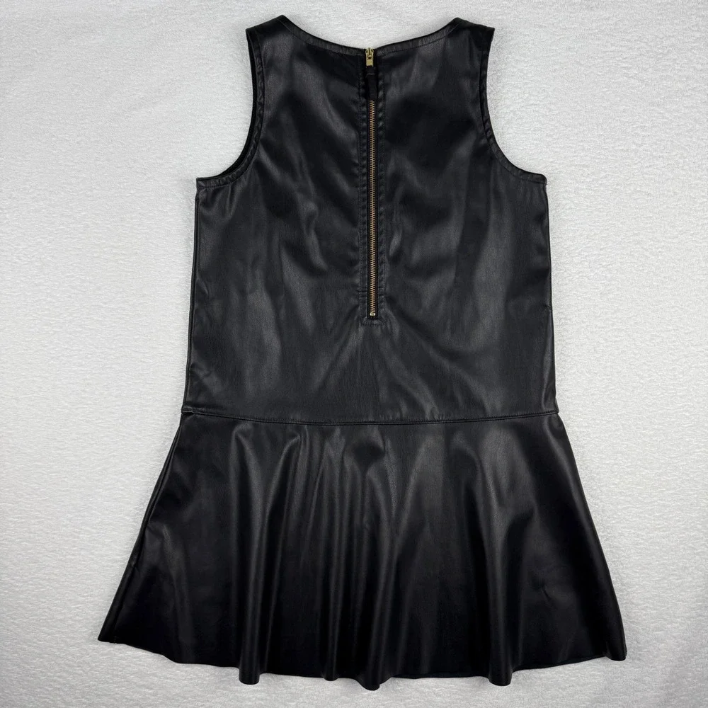 Crewcuts Faux Leather Dress Girls 6 Black Edgy Chic Vegan Drop Waist Soft NWT - Picture 3 of 7